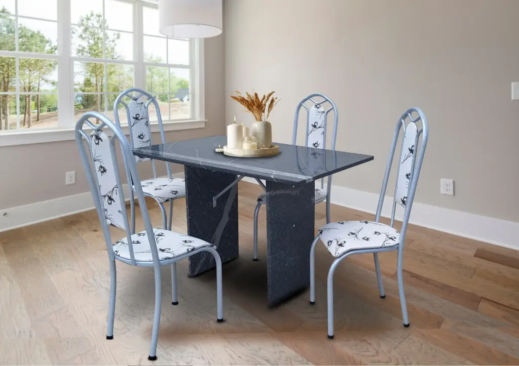  MESA PARIS 04 CAD.18(TUBO 1") GRAN. TOPAZ AÇO COELHO (TEC BR-TU/BRANCO MARTELADO)