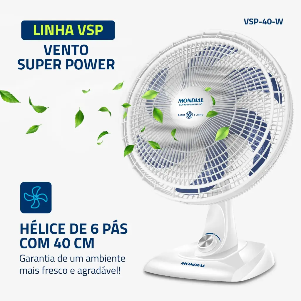  VENTILADOR SUPER POWER 40  VSP-40 MONDIAL (BRANCO)